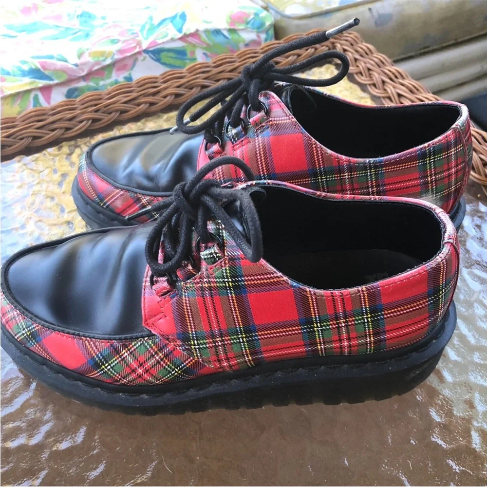 Dr Martens Ramsey River Red Tartan Creepers Womens 7 Rare Punk